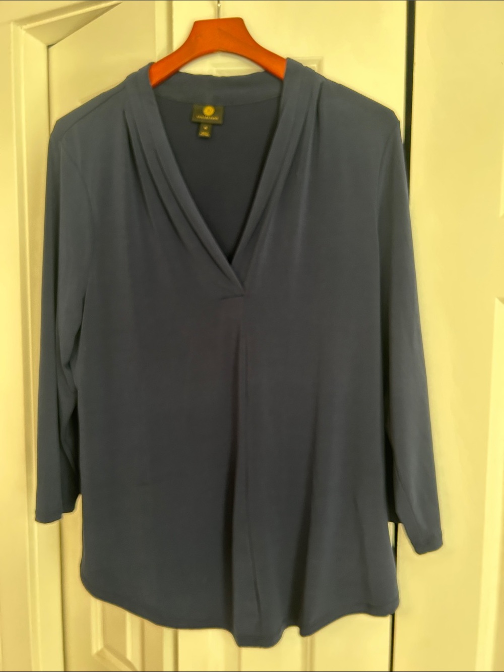 JM Collection Slate Blue V-Neck Long-Sleeve Tunic